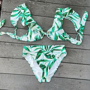 ANTONIO MELANI Green Leaf Print Bikini
